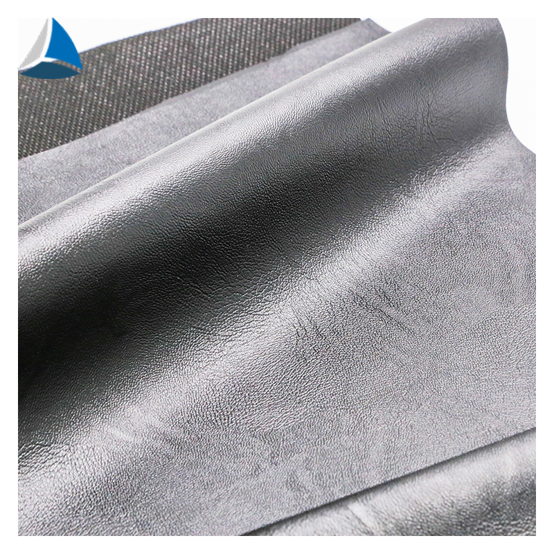Black PVC leatherette garment faux leather fabric for clothing